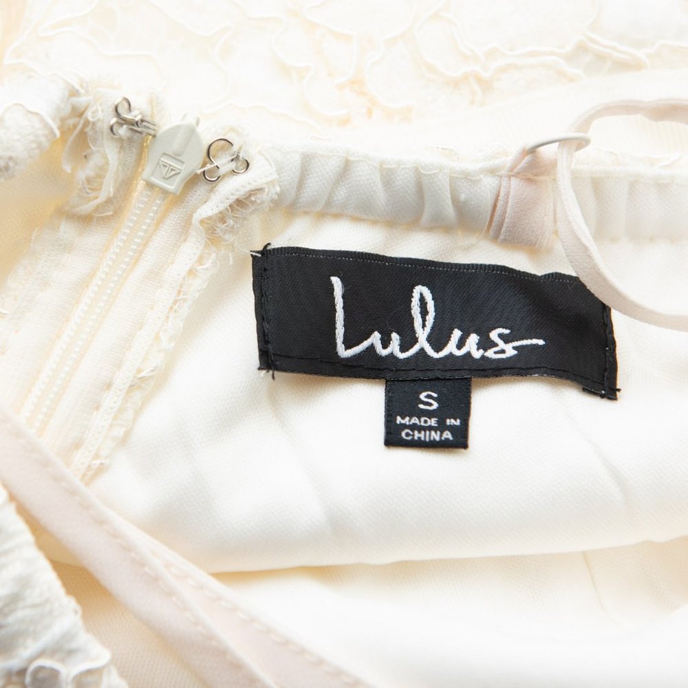Lulus Zenith Maxi Dress Cocktail Lace Bridal Scalloped Bride Cream Small New - Picture 4 of 8